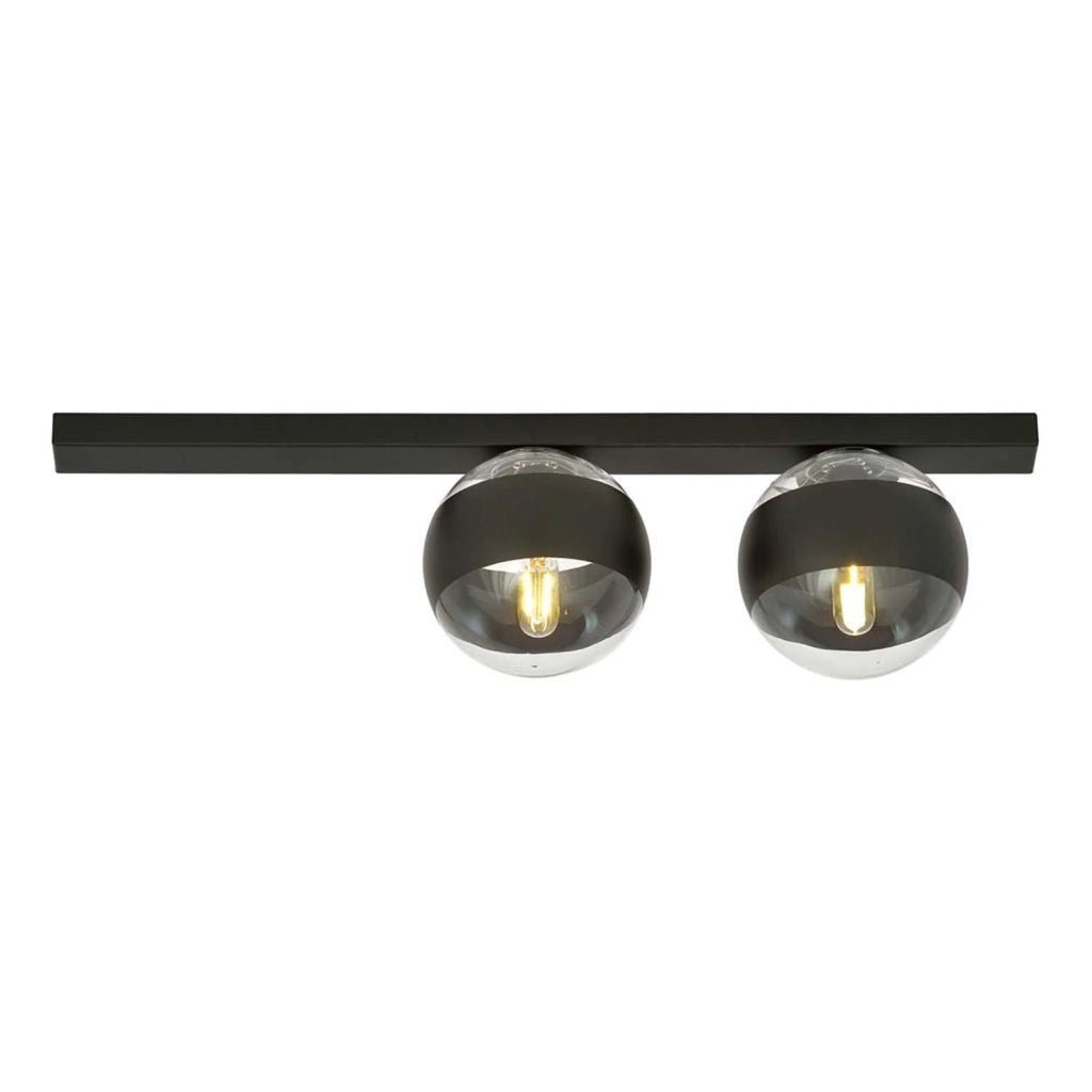 Plafoniera Moderna Giapeto Acciaio Nero 2 Luci E14 Ip20