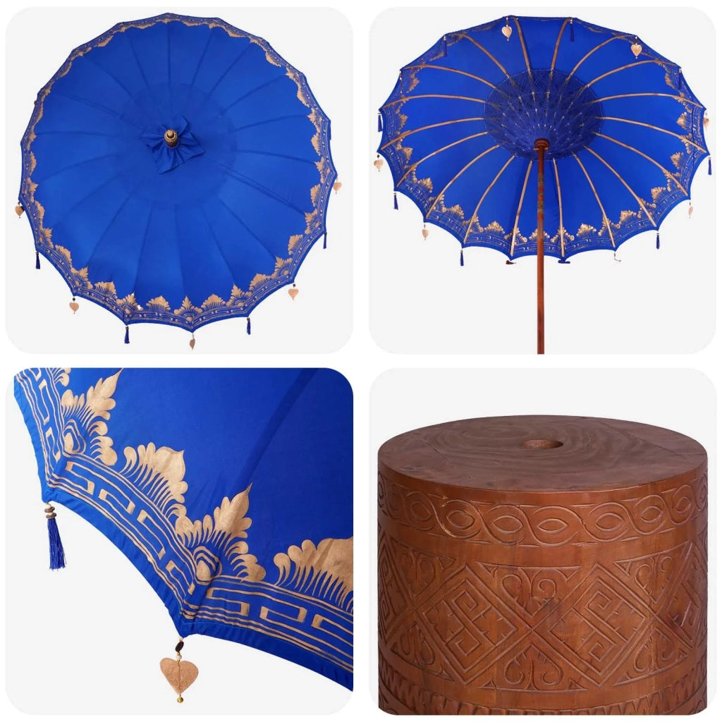 Ombrello balinese con base 2 pz Blu 3433023