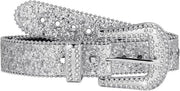 Cintura western per donna con decorazioni di diamanti brillanti in argento - 10094 × 350 cm