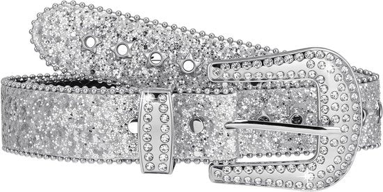 Cintura western per donna con decorazioni di diamanti brillanti in argento - 10094 × 350 cm