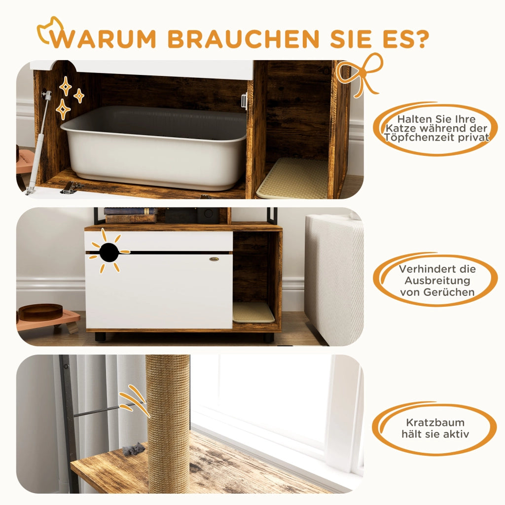 Libreria per gatti con tiragraffi e 3 livelli ¨C zephmum ¨C marrone 80x48x152 cm