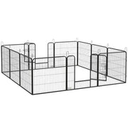 Recinto per Cani a 12 Pannelli Modulabili da 80x1,5x80 cm con Picchetti in Acciaio Grigio