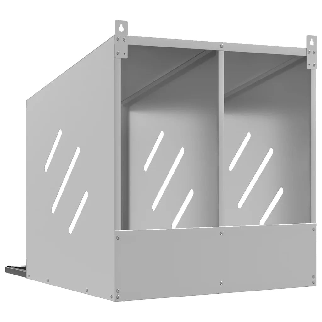 Nido per Polli con 2 Scomparti in Metallo Galvanizzato Argento CFW4137105
