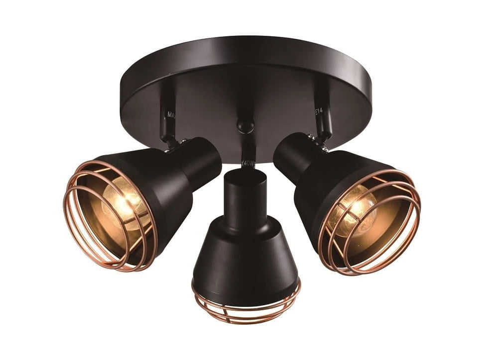 Plafoniera Candellux Neria 3xE14 metallo nero oro 22cm