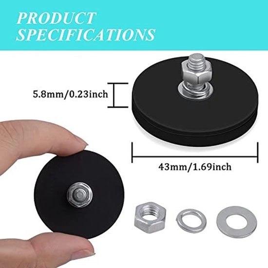 Sostegno magnetico, morsetto magnetico, disco magnetico rivestito, magneti con rivestimento, 2 pezzi, per cartelli esterni, lampade da lavoro, attrezzi, M6*15 viti a espansione esterna