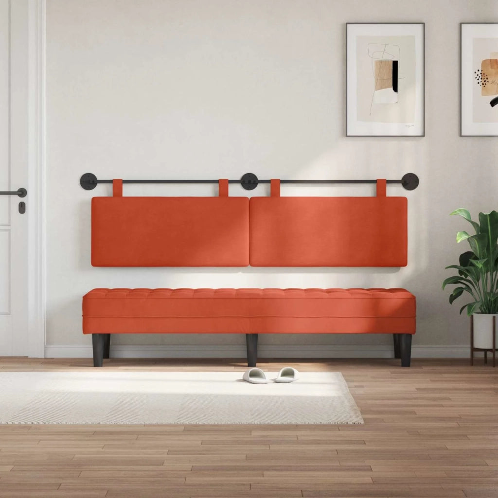 Testiera | Testata sospesa Rosso Arancio Tessuto in Cords