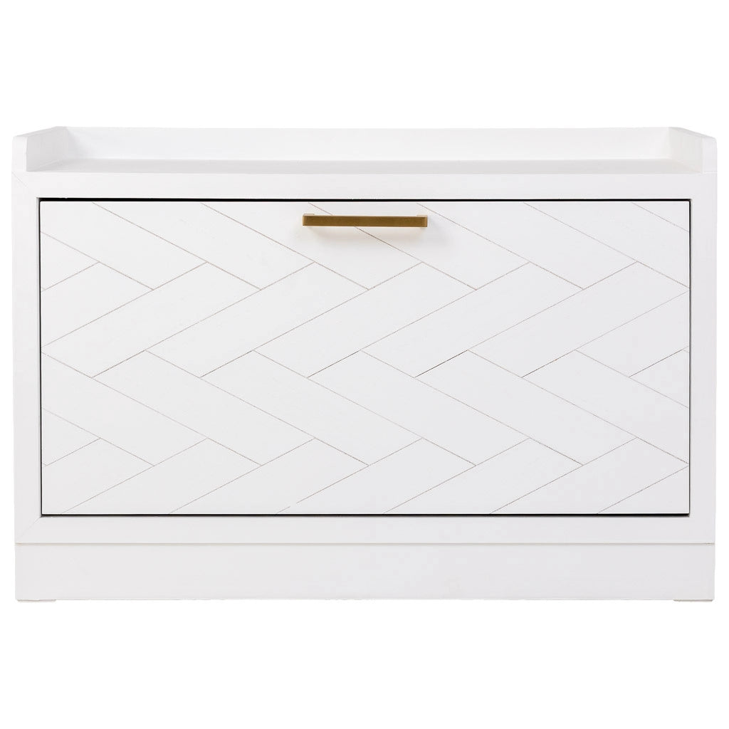 Panca porta scarpe in legno e metallo bianco 80x38x53