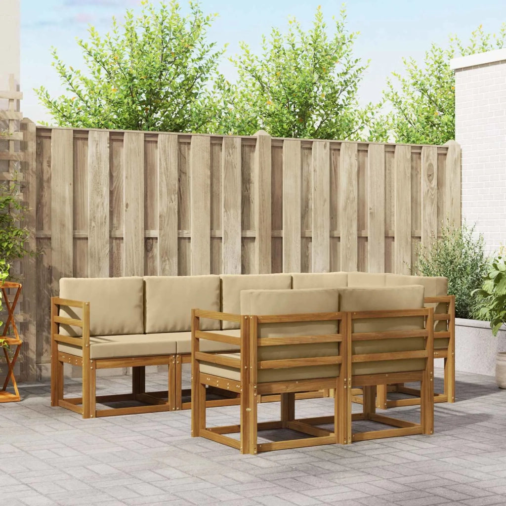 Set di divani da esterno con cuscino 7 pcs Naturale e Beige