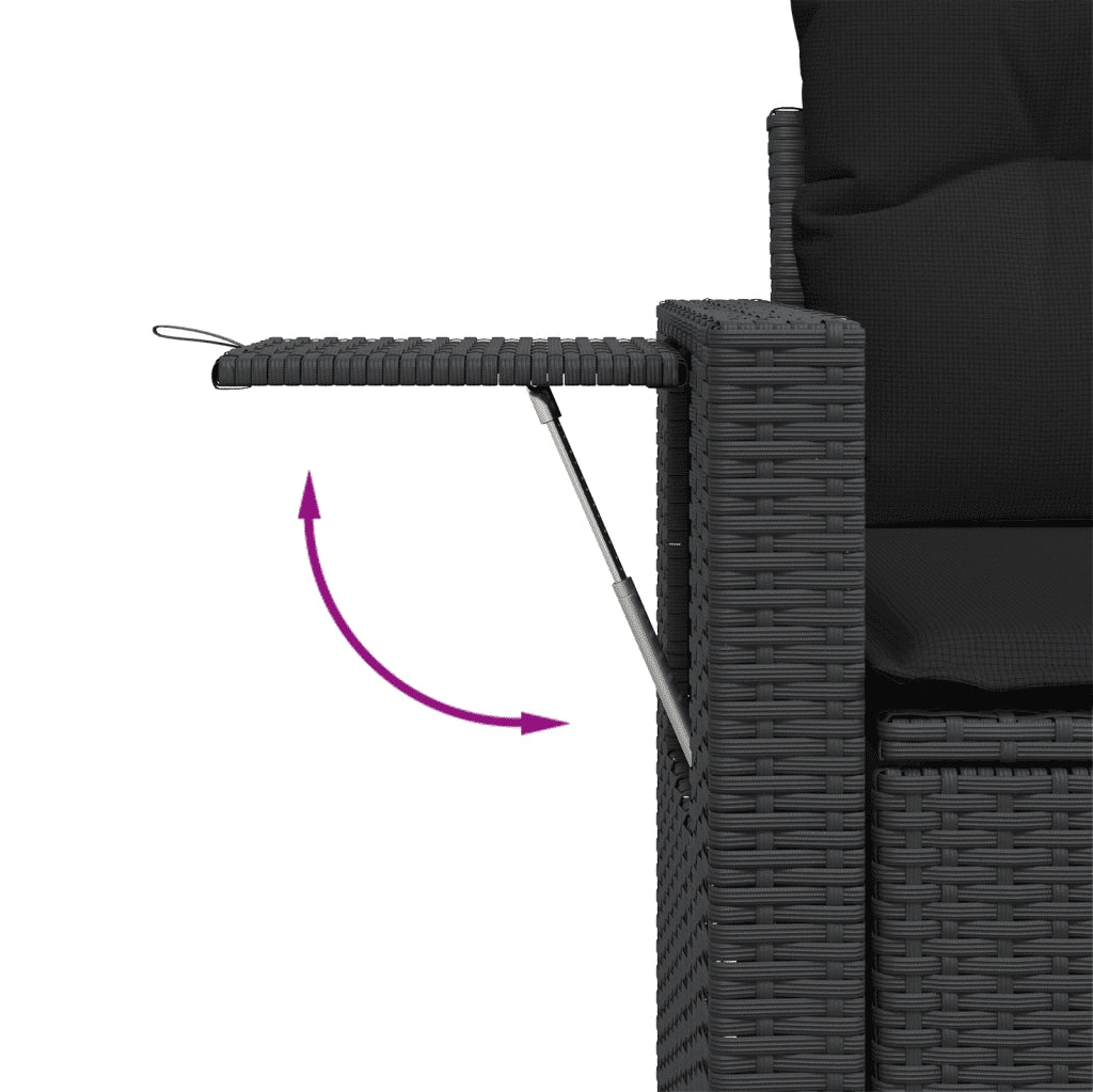 Set Divani da Giardino 5 pz con Cuscini in Polyrattan Nero 3252482