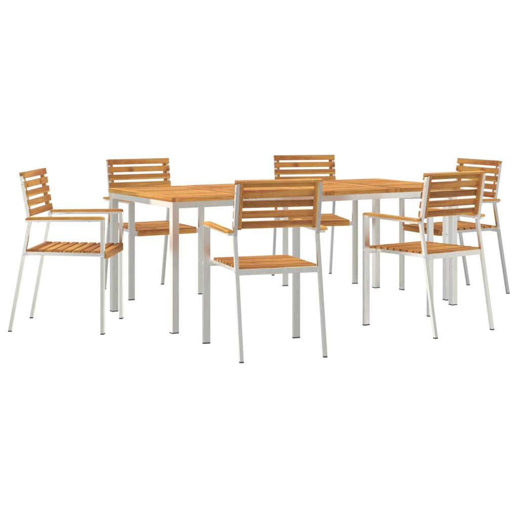 Set da pranzo da giardino  7 pezzi in legno massello di acacia
