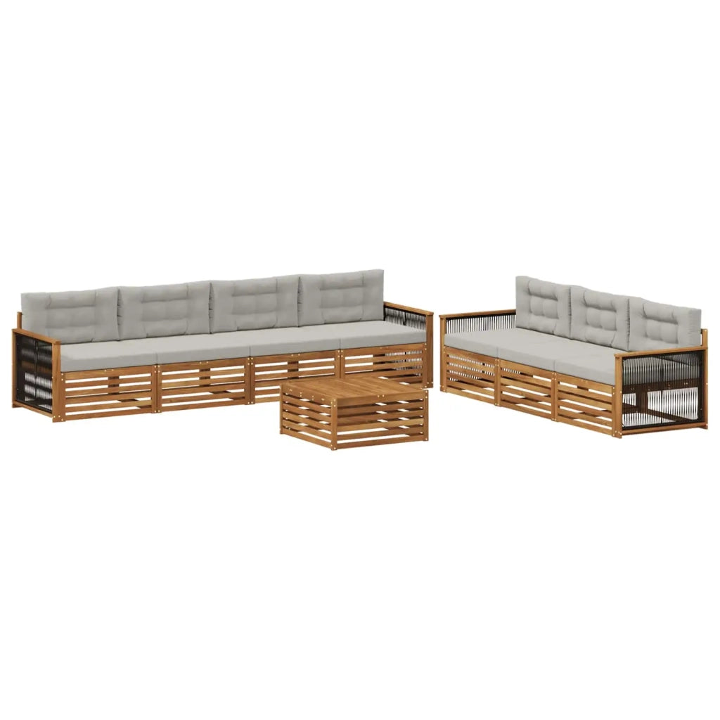 Set di divani da esterno 8 pz Naturale e Grigio Chiaro 3383114