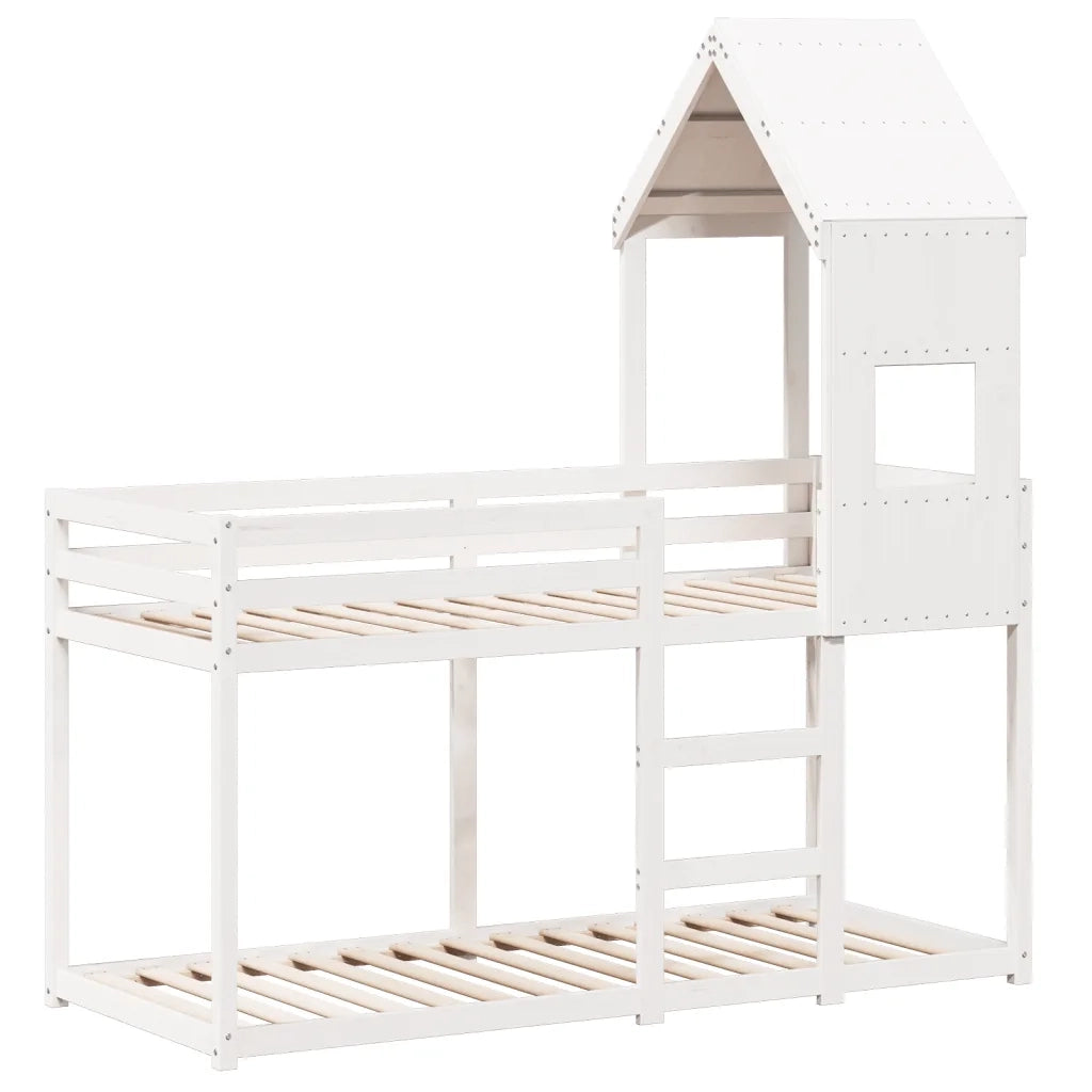 Letto a Castello senza Materasso Bianco 90x190cm Massello Pino 3282006