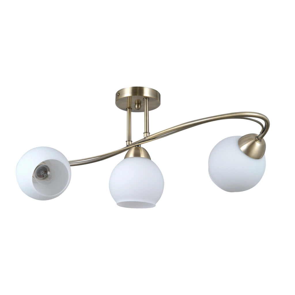 Plafoniera classica ottone antico bianco 3xE27 Italux