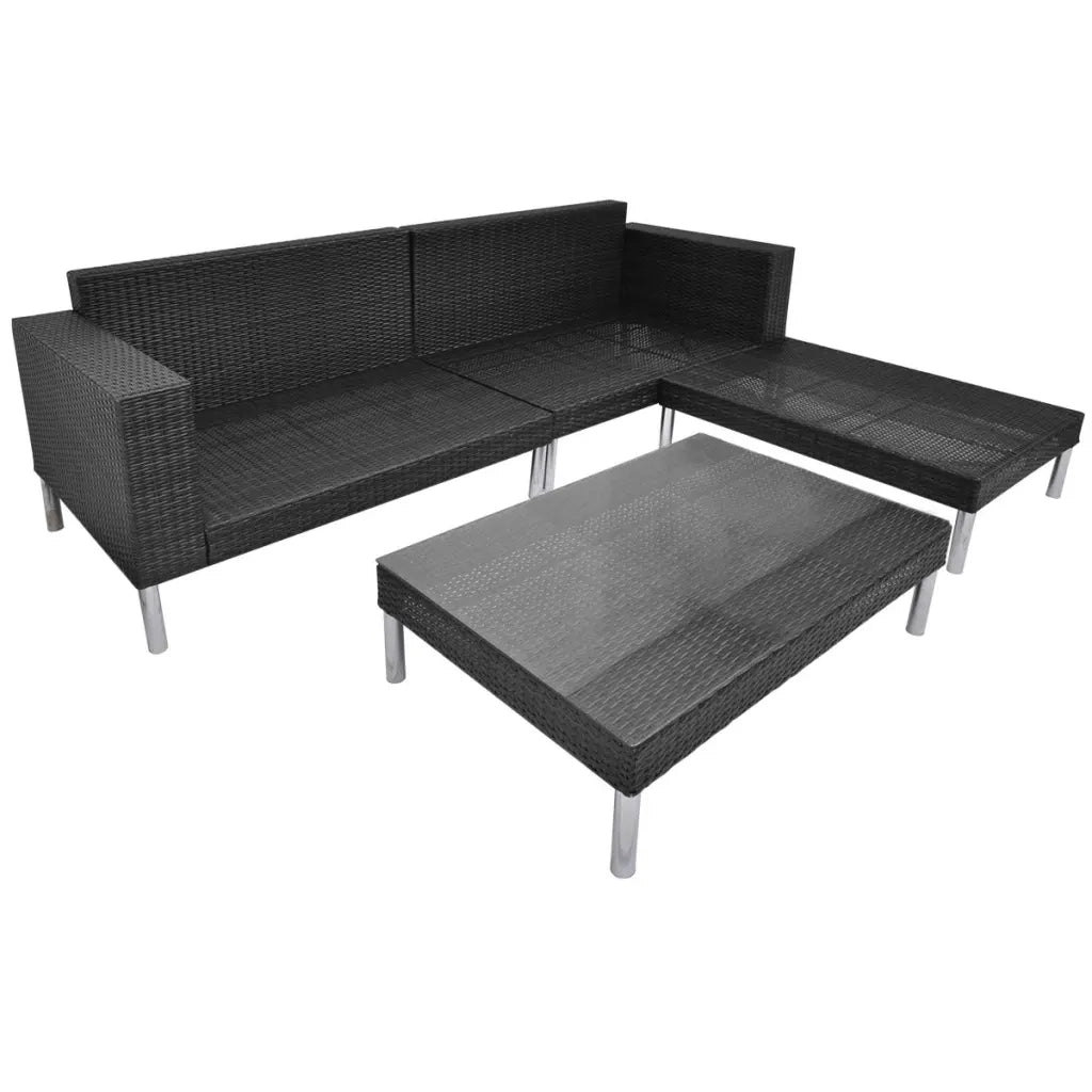 Set Divani da Giardino 4 pz con Cuscini in Polyrattan Nero cod mxl 36934