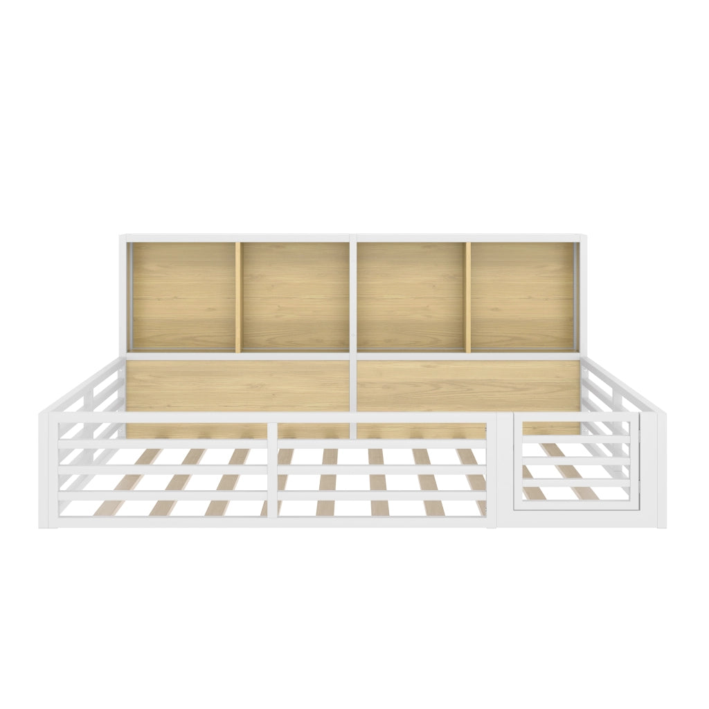 letto a piattaforma mdf metallo bianco 140 x 200 cm