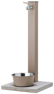 Fontana a Colonna Rubinetto Doppio in Ottone con Base e Vaschetta Abbeveratoio Belfer 42/REX-R Tortora