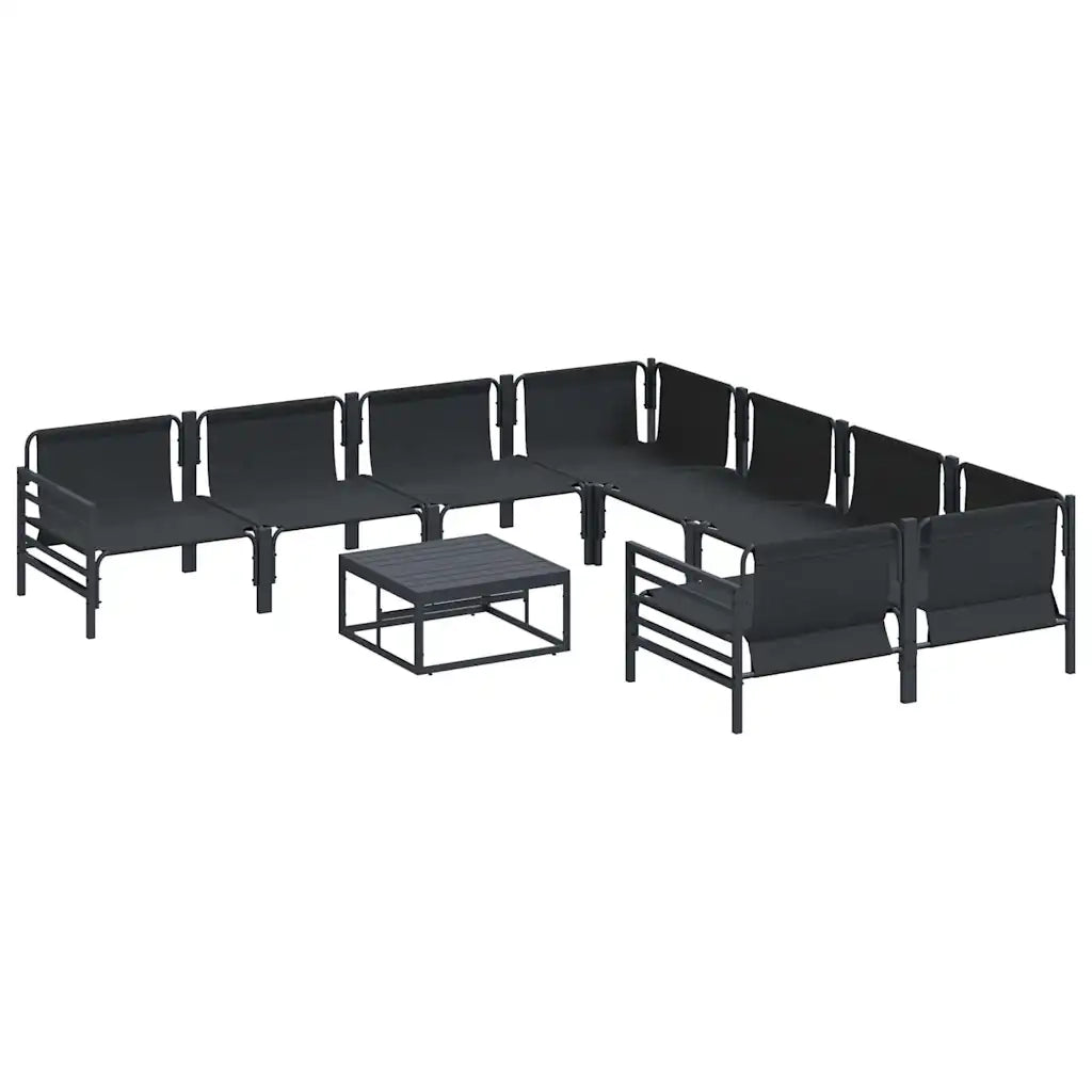 Set Divano da Giardino con cuscino 9 pcs Nero Acciaio 3378971