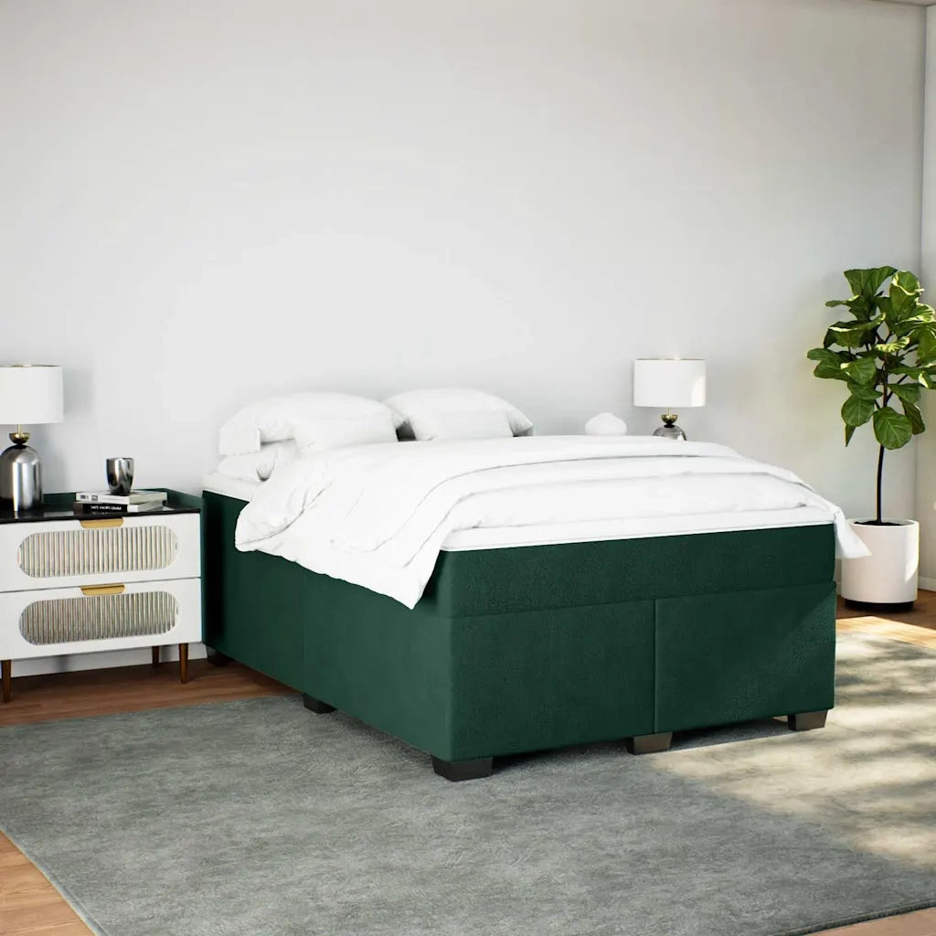 Giroletto a Molle con Materasso Verde Scuro 160x200 cm Velluto