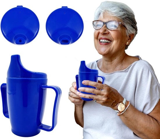 Tazza da 280 ml con doppio sistema di chiusura - Resiste al lavastoviglie - Resiste al microonde - Due maniglie per un consumo sicuro e autonomo - Tazza
