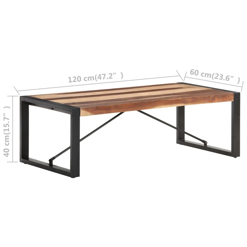 Tavolino 120x60x40 cm in Legno Massello e Finitura Sheesham cod mxl 17300