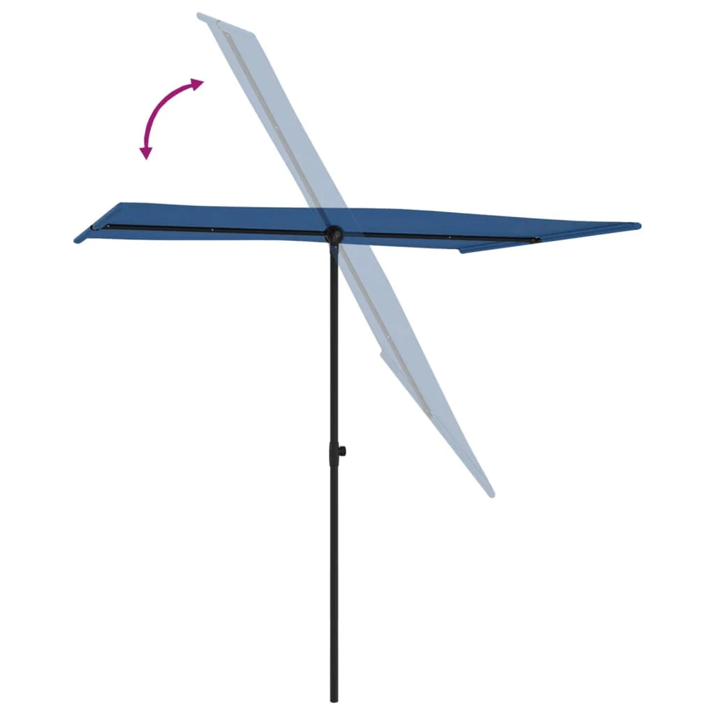 Ombrellone da esterno con palo in alluminio 2 x 1,5 m azzurro 02_0008227