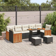 Set Divano da Giardino 13 pcs Nero e Crema polyrattan