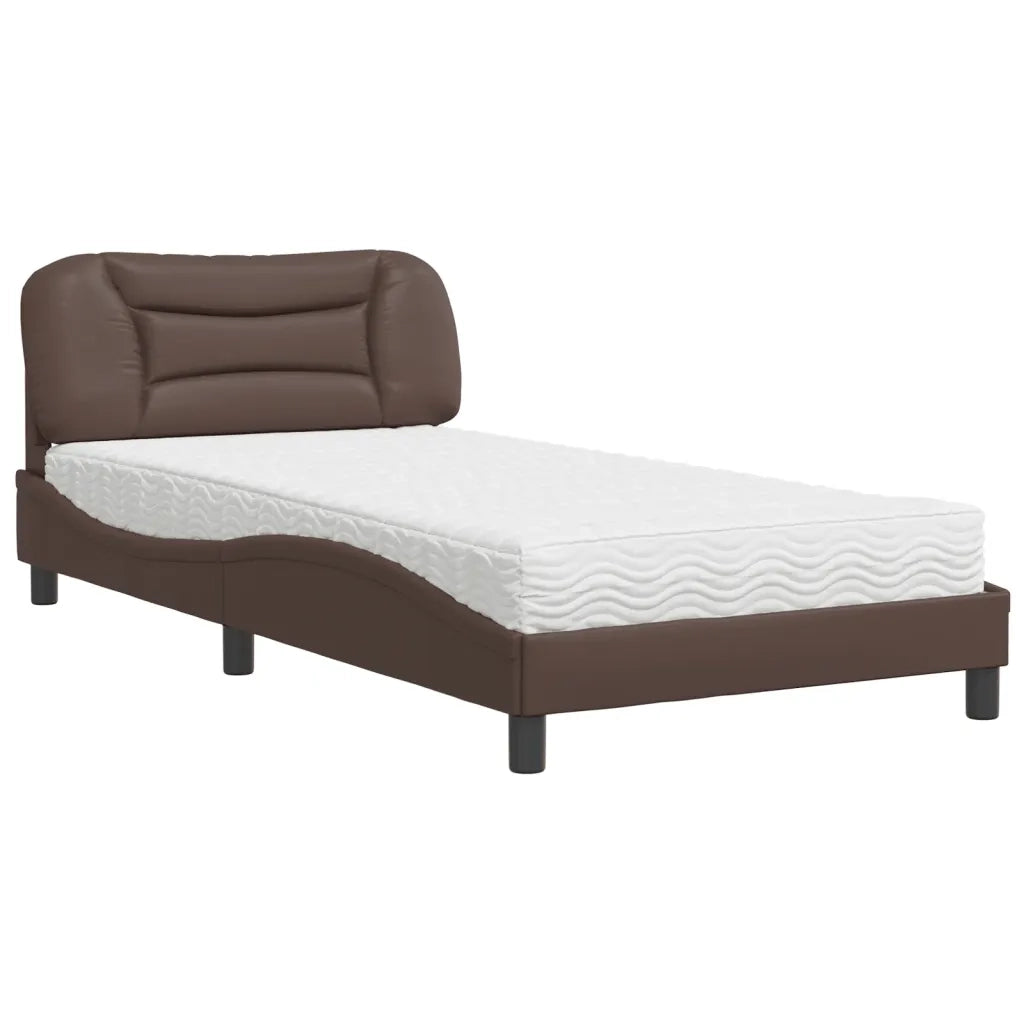 Letto con Materasso Hvar Marrone 100x200cm in Similpelle 3208705