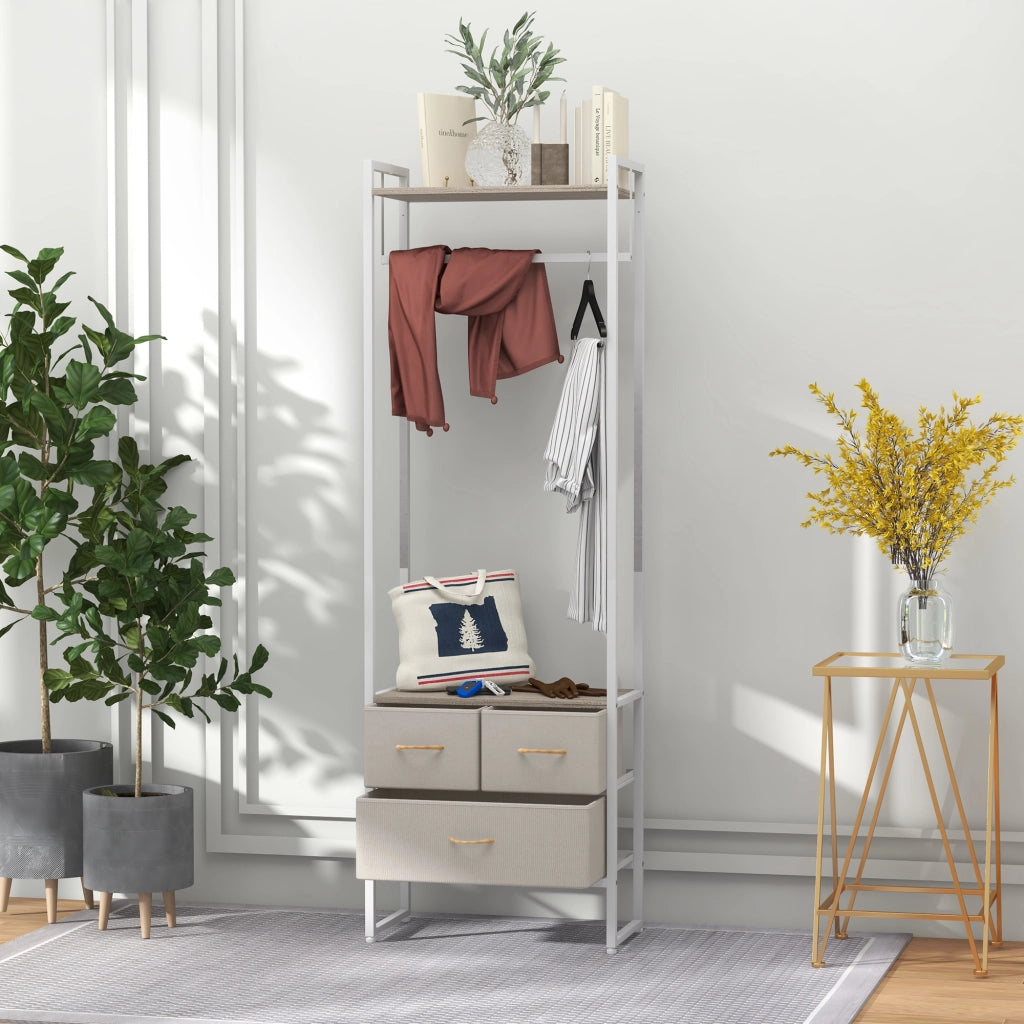 Appendiabiti con 3 cassetti e ripiano ¨C zephmum ¨C 58.5x30x178 cm Natural