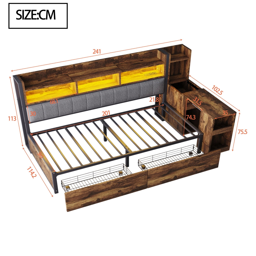 Letto sofà con scrivania estraibile metallo legno 90x200 cm