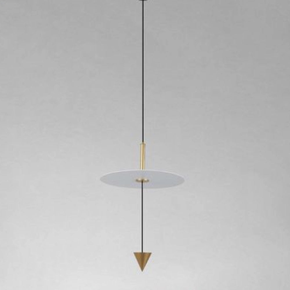 Trade Shop - Lampadario A Sospensione Lampada 12w Luce Led 6500k Disco Bianco ø23cm Cono Oro 33023 -
