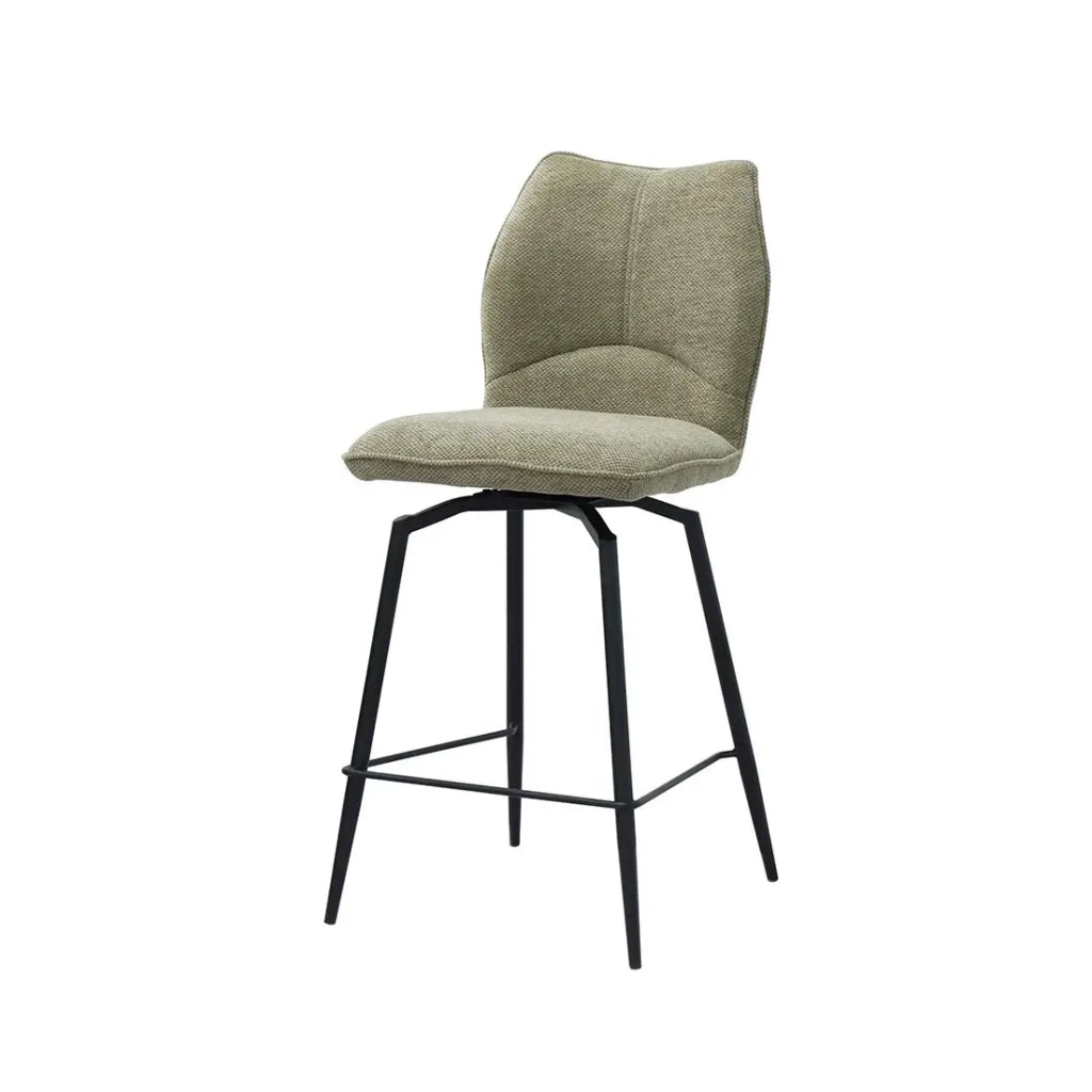 Sedia da banco girevole CROFT - Tessuto beige sabbia - Gambe in metallo nero - Altezza 103 cm - Stile design/industriale