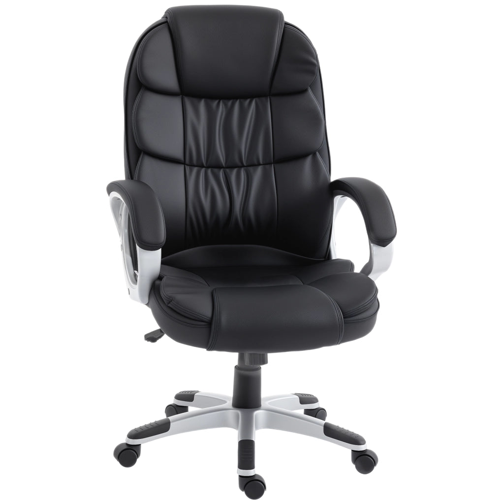 Sedia Ufficio Ergonomica Girevole in Pelle ¨C Zephmum ¨C Nero, Altezza Regolabile