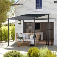 Pergola Addossata con Chiusure a Strappo, in Metallo e Poliestere, 238x238x235/194 cm, Grigio Scuro