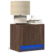 Comodini a Parete con luci LED 2 pz Rovere Marrone