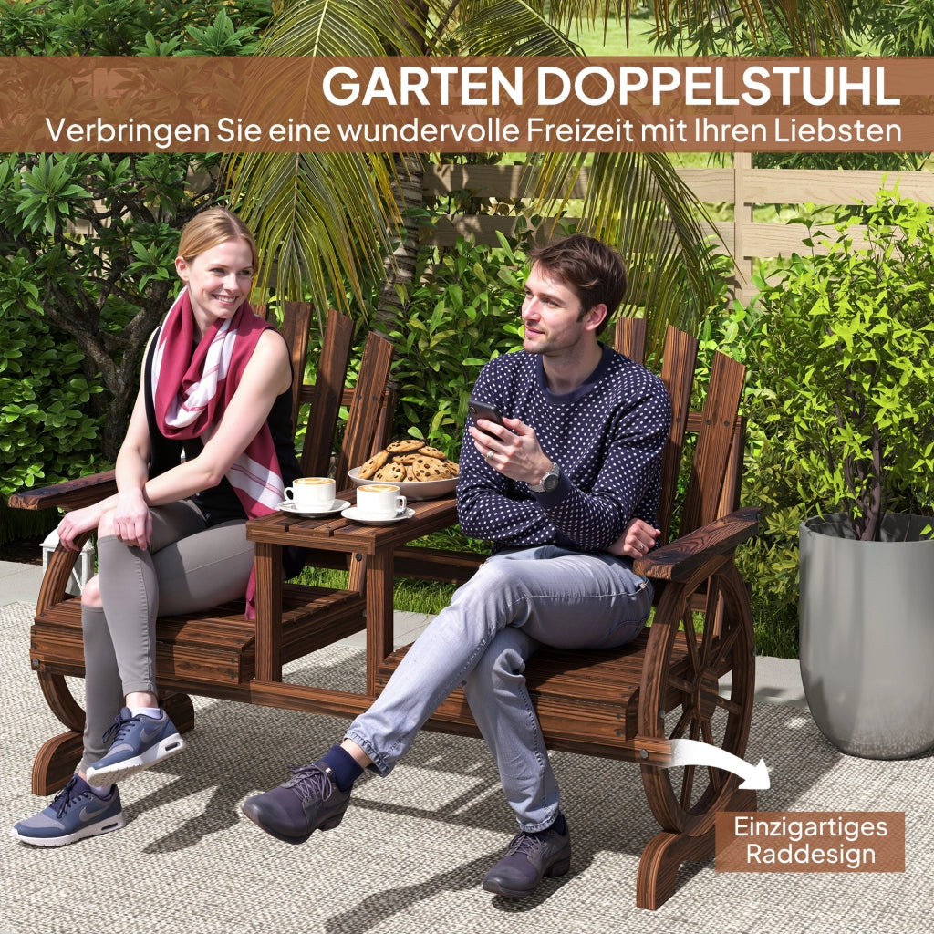 Panchina da Giardino 2 Posti ¨C zephmum ¨C Legno Massello, Colore Antracite, 154x65x102 cm