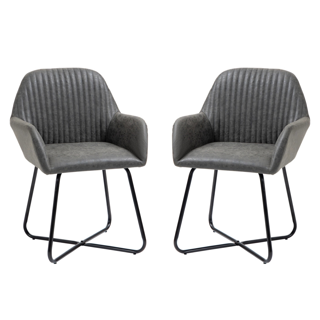 Set 2 Sedie Imbottite in Similpelle Grigia per Pranzo ¨C zephmum ¨C 60x56.5x85
