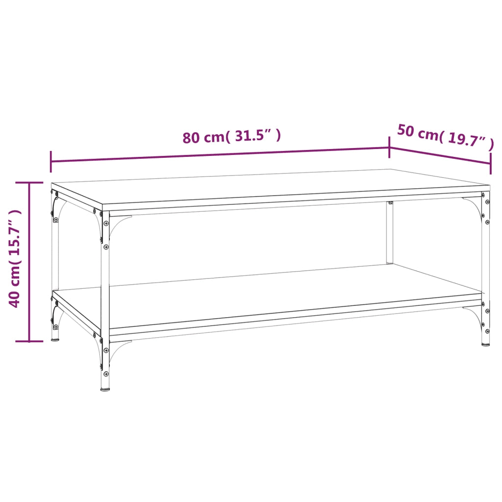 Tavolino da Salotto Rovere Fumo 80x50x40 cm Legno Multistrato 819369