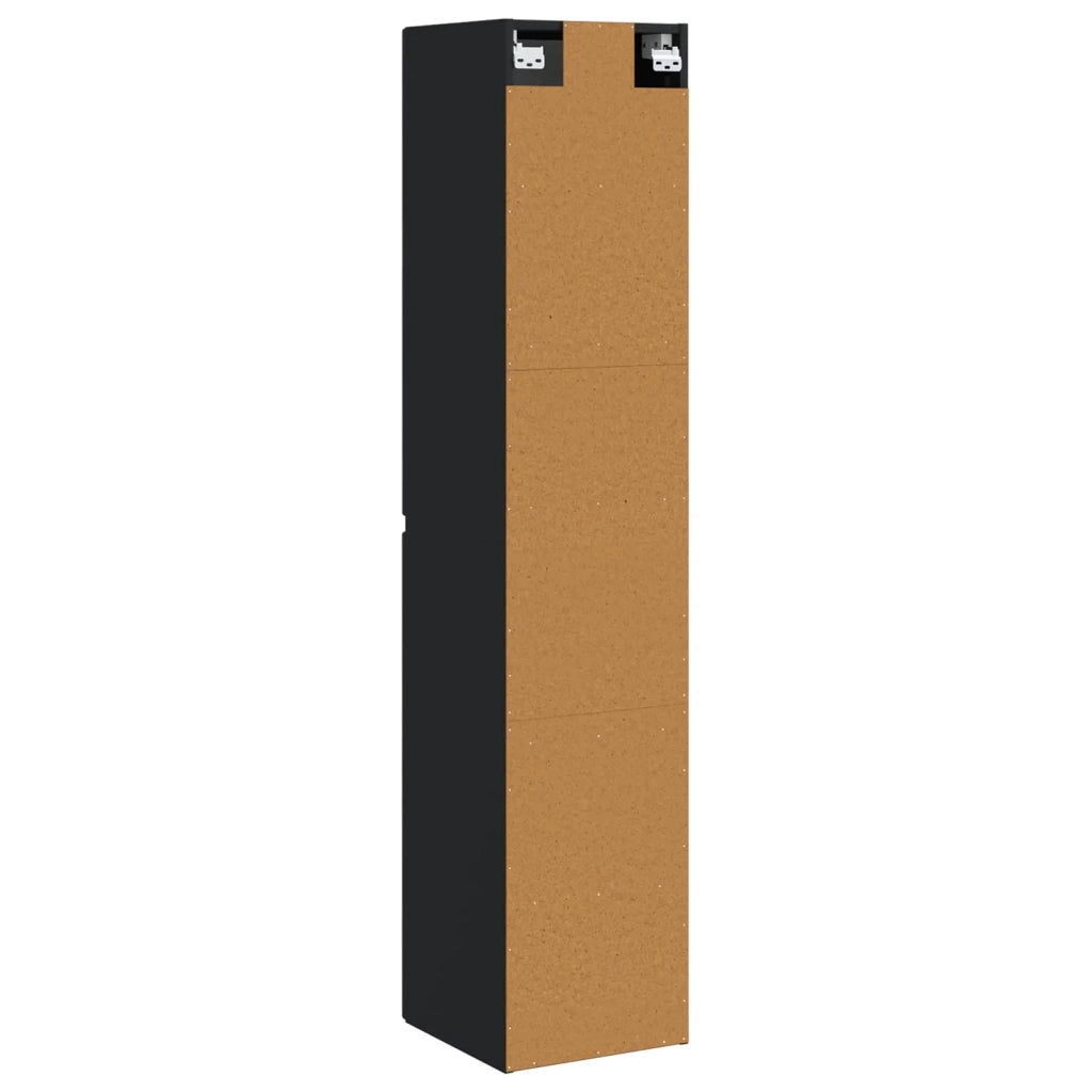 Mobiletto da Bagno a Muro Nero 33 x 34,5 x 160 cm