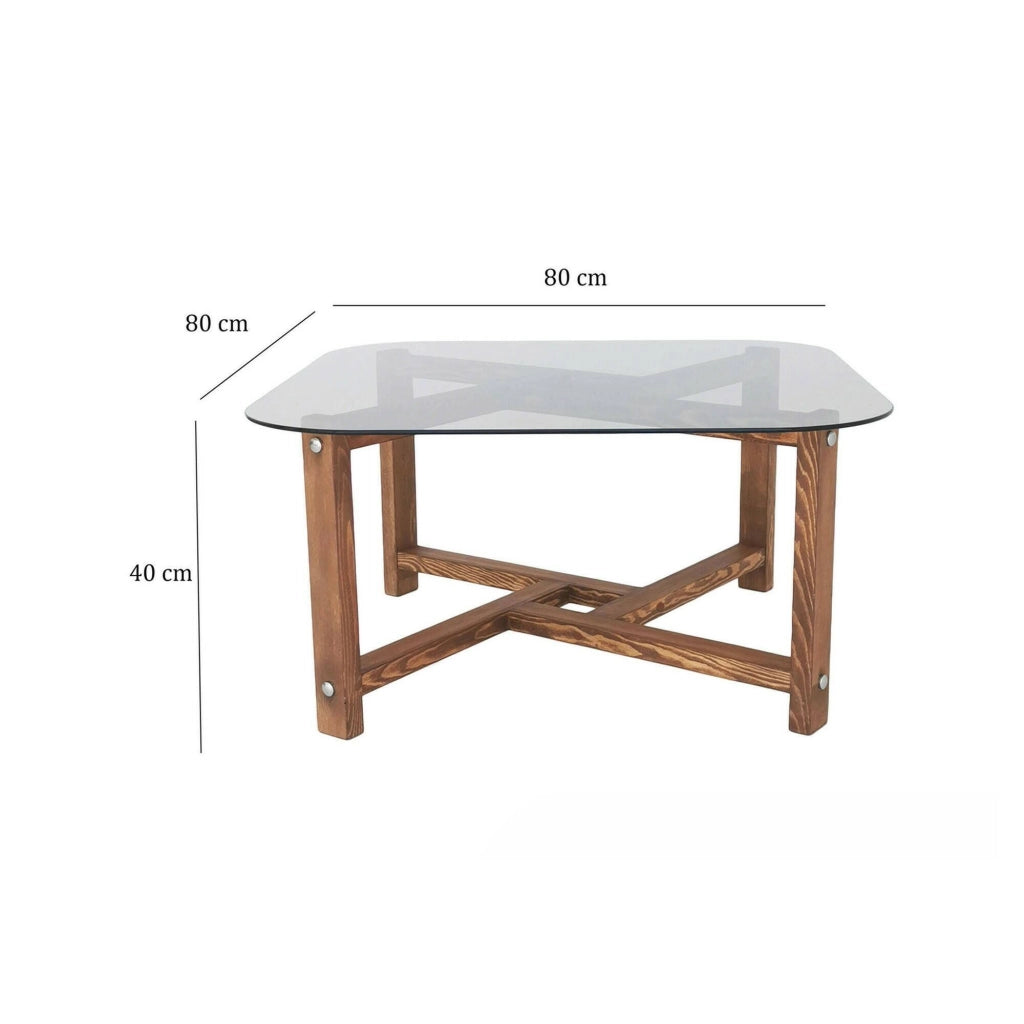 Aurano, Tavolino da Salotto Portariviste, 80x80x40h cm Marrone Quercia