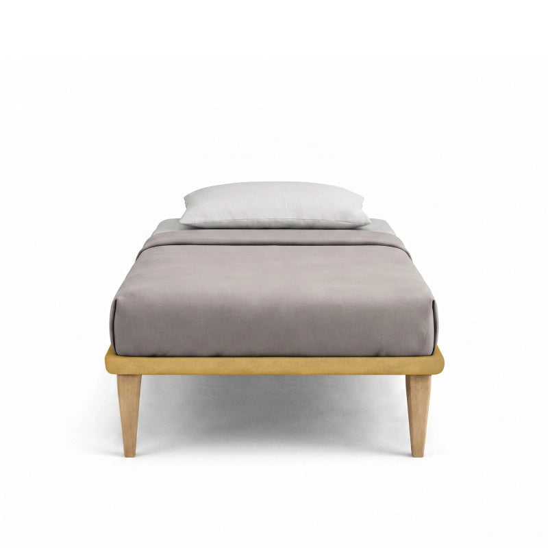 Letto imbottito Singolo 80x190 cm Tessis - Con rete,Microfibra,Ocra