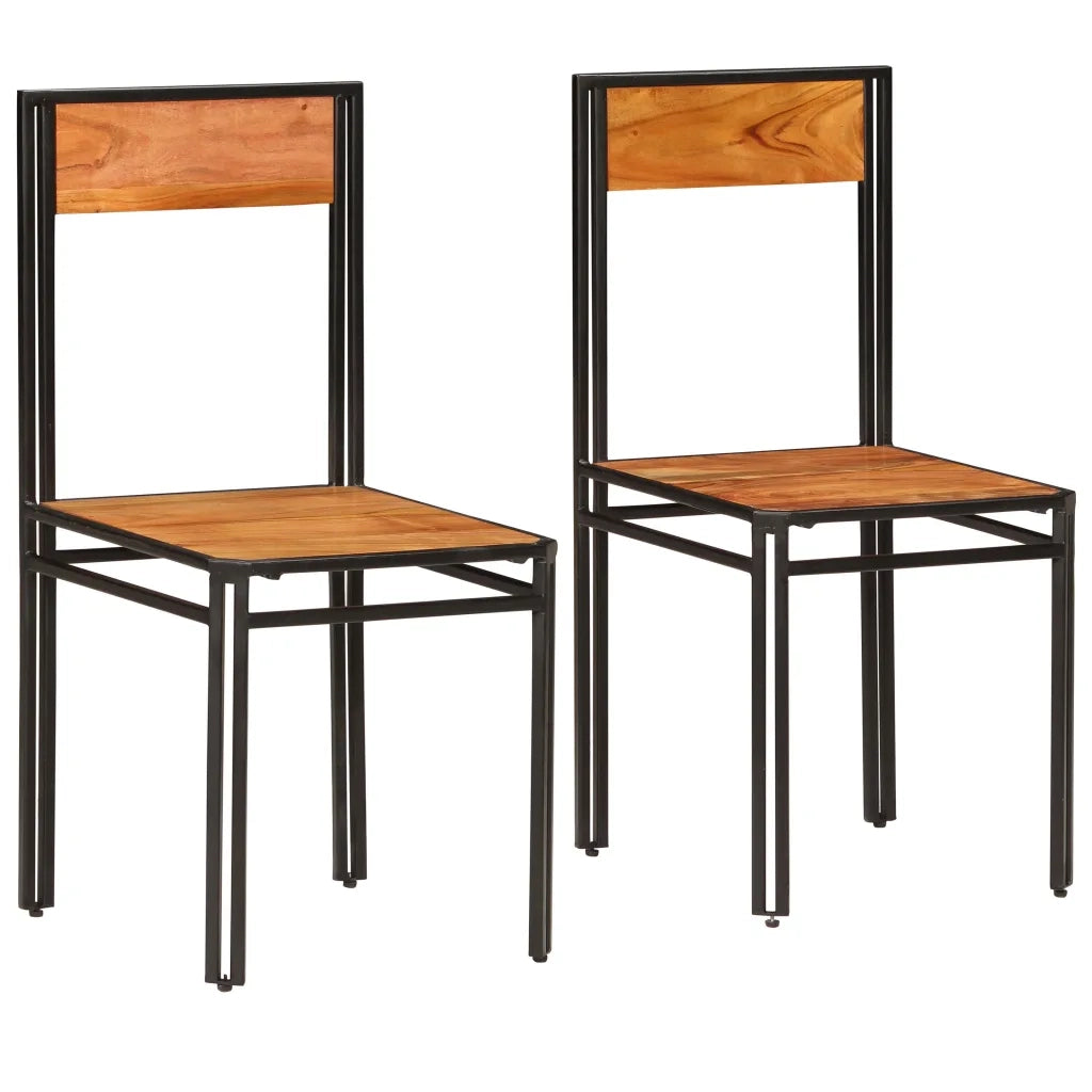 Sedie da Pranzo 2 pz in Legno Massello di Acacia