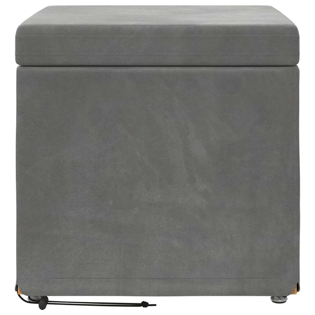 Pouf Grigio scuro Velluto e Legno Ingegnerizzato