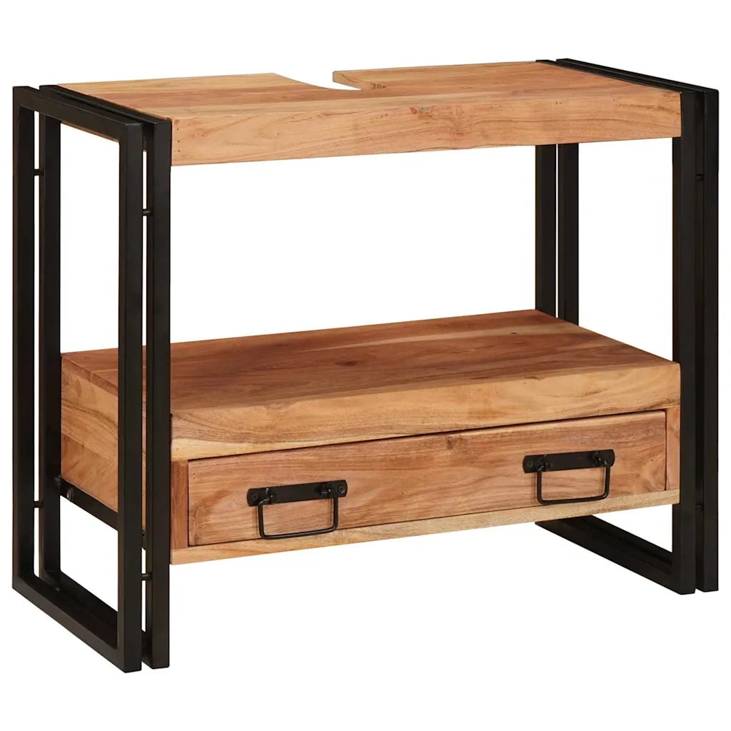 Armadio da bagno con cassetto Marrone Legno di Acacia Massello 4102770