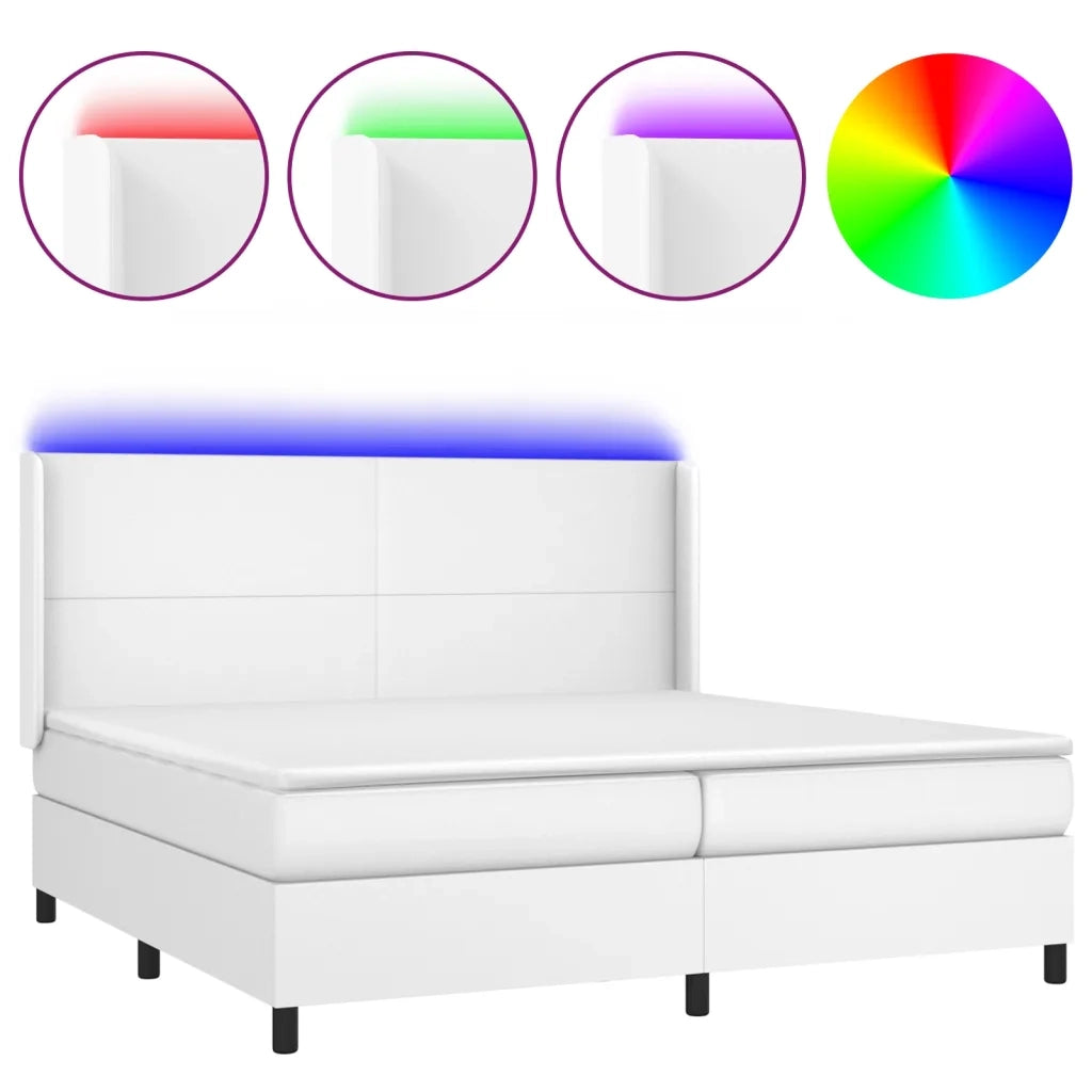 Giroletto Molle con Materasso e LED Bianco 200x200cm Similpelle cod mxl 40302