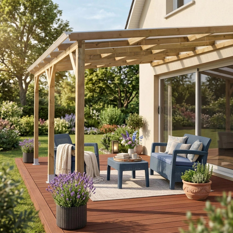 Tetto Couv'TerrasseÂ® in Legno 3x9.2m - senza tetto