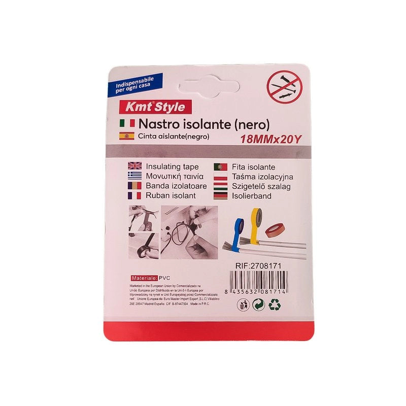 Nastro Isolante Elettrico in PVC 18mm X 20m Nero