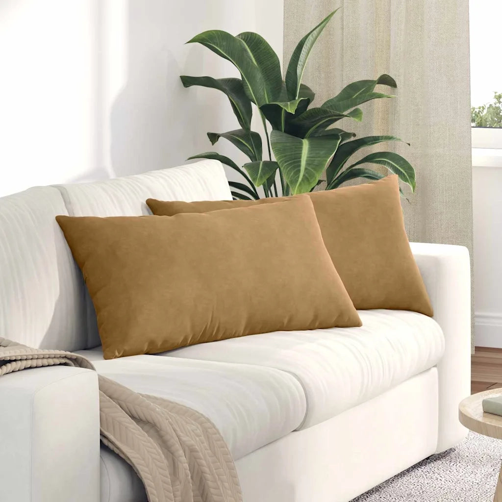 Cuscini da Divano 2 pz | Cuscini per sedie Marrone 80 x 40 cm Tessuto in Cords