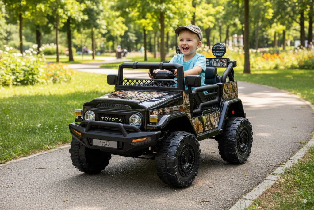Macchina Elettrica per Bambini 12V Toyota Cruiser Nera Mimetica