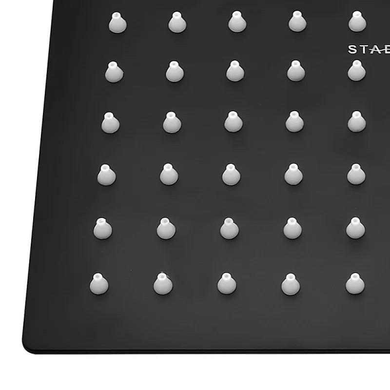 Soffione per doccia quadro 25x25 cm con braccio 30 cm in acciaio nero opaco