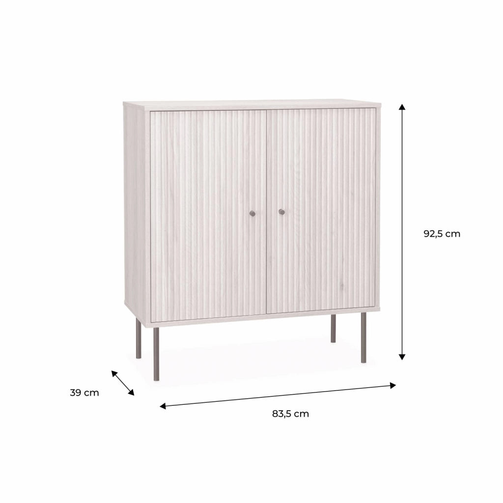 Credenza scanalate effetto legno a 2 ante, 83.5cm, marrone naturale